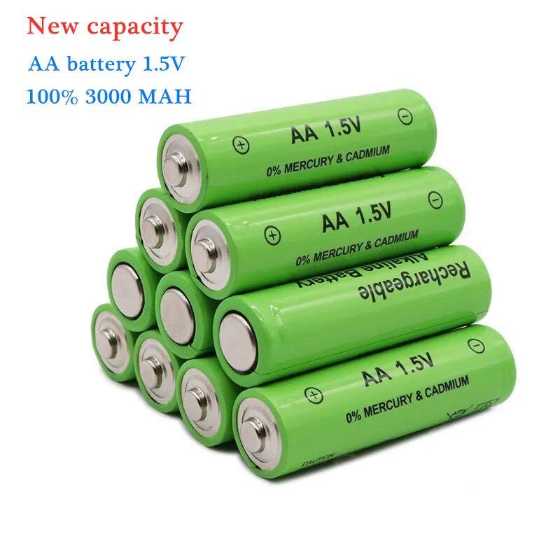 lote 3000 MAH перезаряжаемый аккумулятор AA 1,5 V. Перезаряжаемый Alcalinas drummey для игрушек светоизлучающий диод