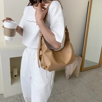 

2020 New Fold Dumplings Totes Bags for Women Shoulder Messenger Bag PU Leather Female Handbags Evening Clutch Purses Lady