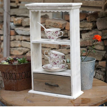 

rustic shabby chic wooden wall display shelf with a drawer