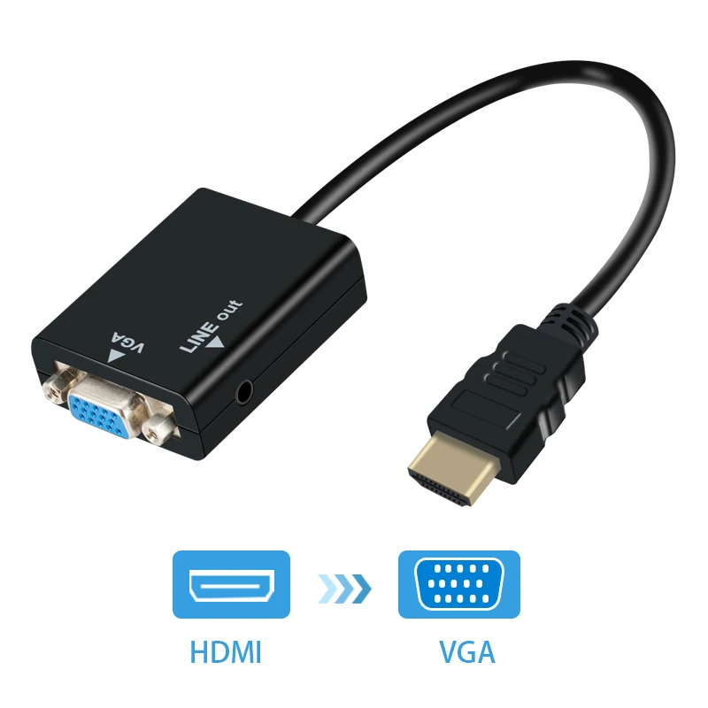 Новый Переходник VGA папа HDMI мама с аудиовыходом 1080P адаптер|Кабели HDMI| |