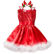 Рождественские платья принцессы; платье для девочек с Санта Клаусом; Одежда для маленьких девочек; Детские платья для девочек; детская одежда с юбкой-пачкой; повязка на голову