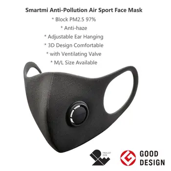 

Xiaomi SmartMi PM2.5 Haze Mask Purely Anti-haze Face Mask Adjustable Ear Hanging Fashion 3D Design Light Breathing Mask