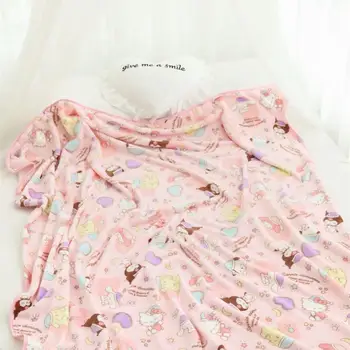 Kawaii Cartoons Pink Blanket 5