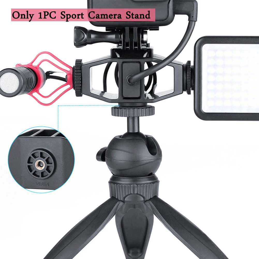 

Portable Mic Mount With 2 Cold Shoe Quick Release Base ABS Holder Camera Accessories Tripod Adapter Setup Bracket For GoPro Vlog