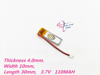 5 pcs 3.7V 110mAh JST ZH 1.5mm 2pin Lithium Polymer LiPo Rechargeable Battery 401030 For Mp3 GPS PSP bluetooth Headphone Headset