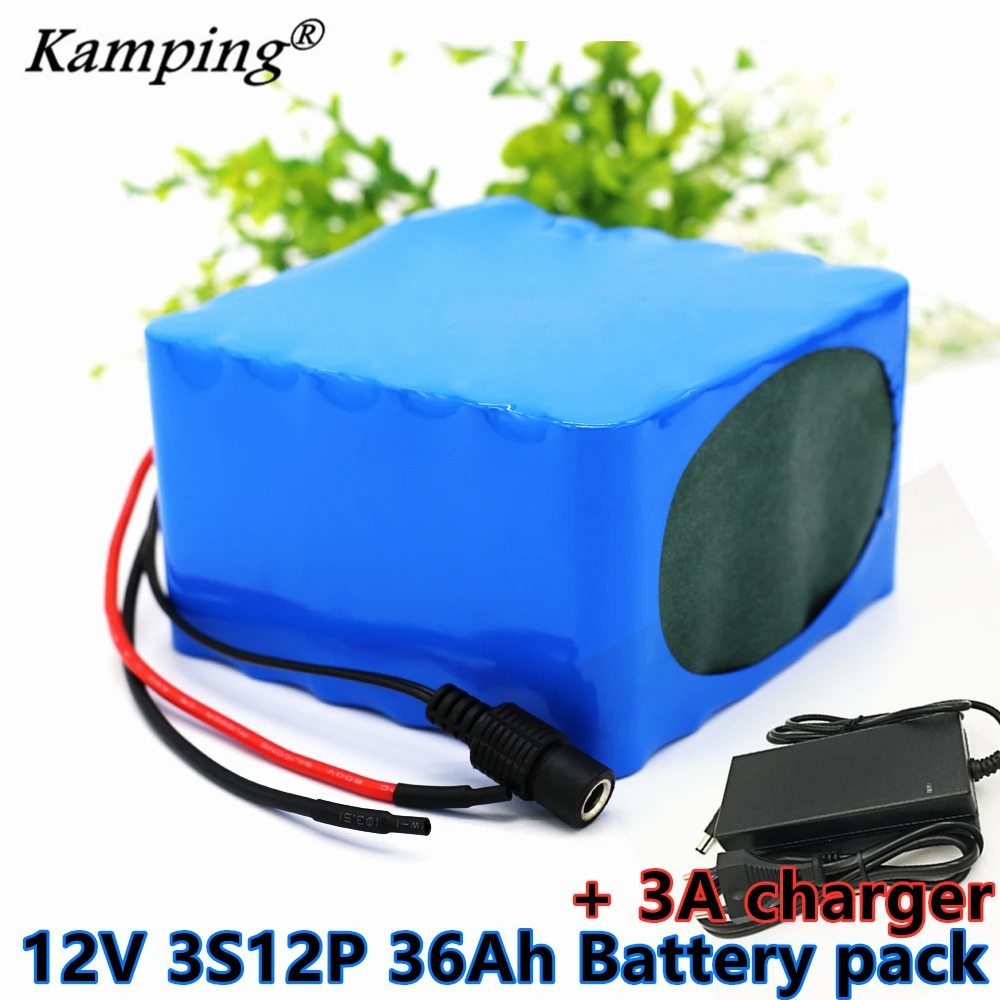 

12V 30Ah /36Ah 3S12P 11.1V 12.6V High-power Lithium Battery Pack for Inverter Xenon Lamp Solar Street Light Sightseeing Car + 3A