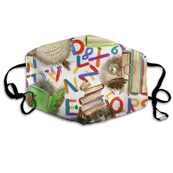 

Cartoon Alphabet Cute Owl Watercolor Washable Reusable Mask, Cotton Anti Dust Half Face Mouth Mask For Kids Teens Men Women