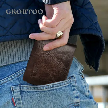 

GROJITOO Crazy Horse top leather wallet for men multi functional three fold men's wallet fashion leather hand bag