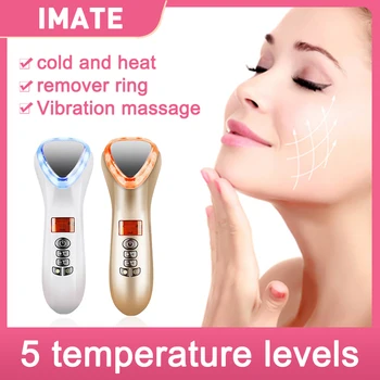 

LED Hot Cold Face Skin Care Device Massager Ultrasonic Cryotherapy Facial Vibration Red Blue Light Ion Beauty Instrument