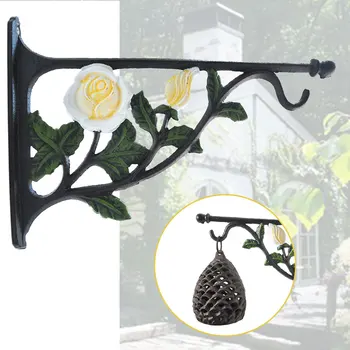 

Bracket Bonsai Pot Rose Carved Wall Vintage Patio Hanging Plant Hook Cast Iron Flower Basket Lantern For Bird Feeder Wind Chimes