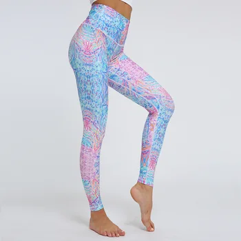 Fitness Yoga Leggings Sexy Outdoor Sport Leggings Female Ankle-length Pants Print High Waist Hip Push Up Running Women 4