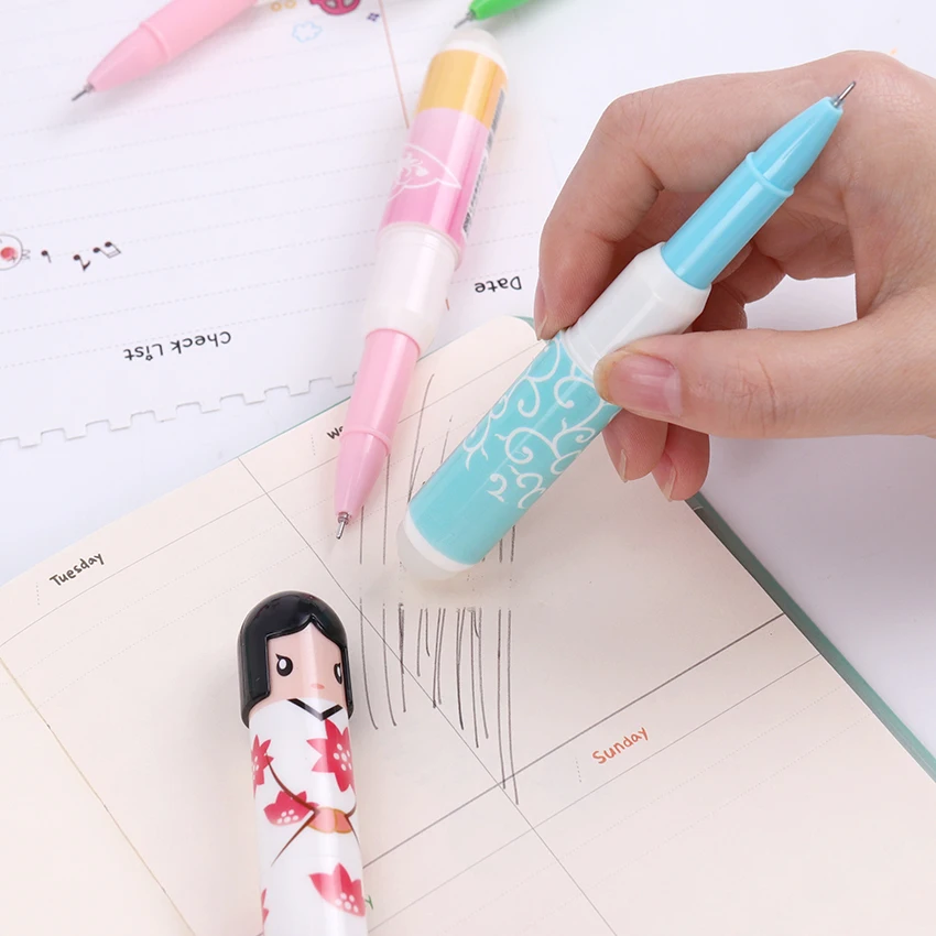 

Kawaii Plastic Ink Erasable Gel Pen Cartoon Telescopic Doll Neutral Pens for School Writing Office Supplies Pen 1PC