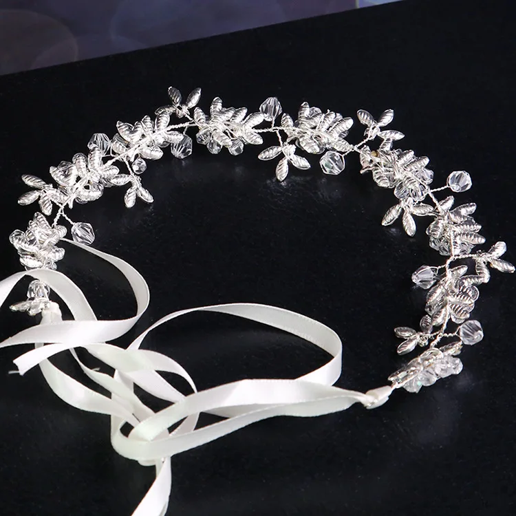 Hot White Handmade Crystal Headdress Bridesmaid Wedding Wreath Bridal Headband Rhinestone Floral Princess Wedding Accessories