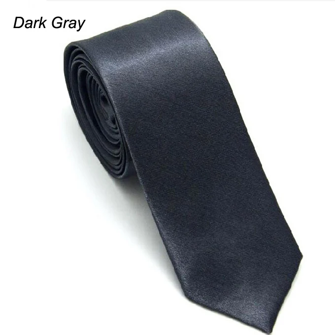 Dark Gray 5 см ширина сплошной цвет Модные Узкие галстуки полиэстер узкие тонкие галстуки для взрослых школы детей партии - Цвет: Dark Gray