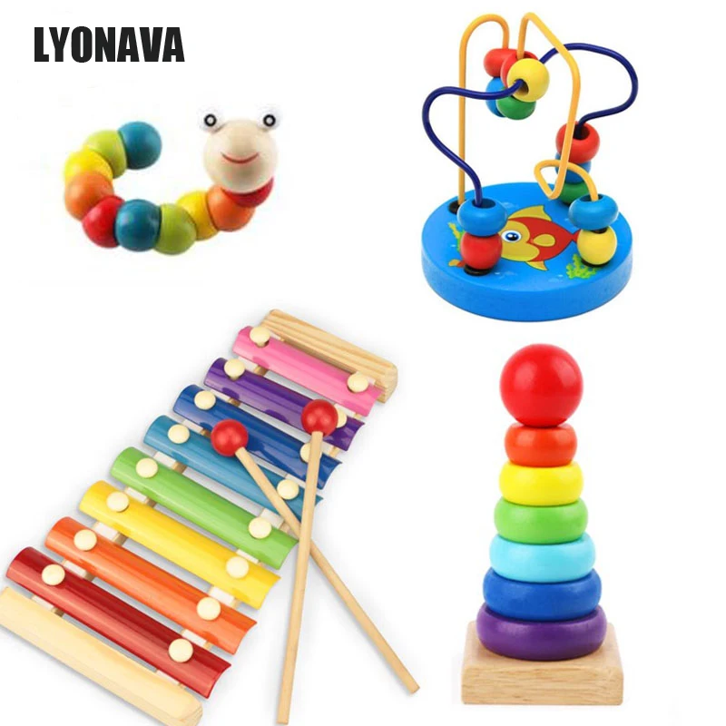 Juguetes de madera Montessori para niños, juguete de Aprendizaje Infantil, bloques de madera coloridos, iluminación, juguete educativo