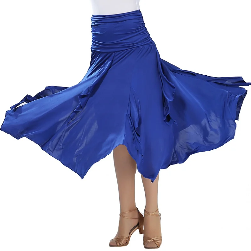 

Fashion Solid Color Irregular Dance Practice Performance Dance Skirt Latin Dance Ballroom Dance Ballroom Dance Big Swing Skirt