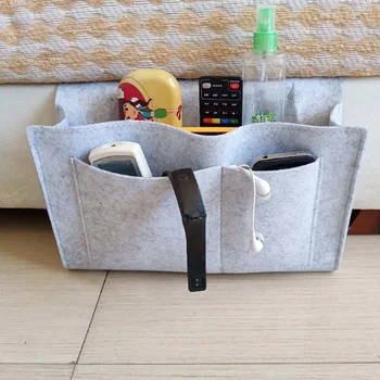 

Sale 1PC Felt Bedside Storage Organizer Bed Desk Bag Sofa TV Remote Control Hanging Couch Storage Organizer Bed Holder Pockets
