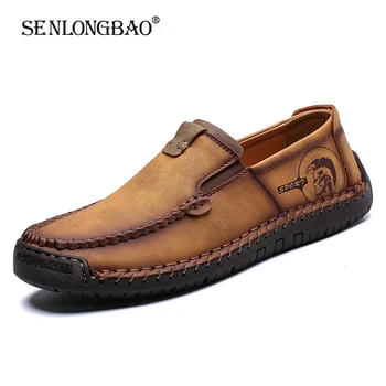 

Brand New Spring Autumn Fashion Casual Men Shoes Men High quality Leather Shoes Men's Comfortable Flat Loafers Big Size 38-48