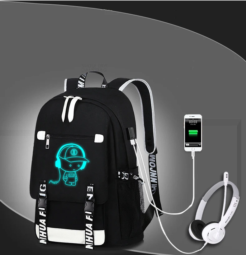 Glow in the Dark DJ Boy Waterproof Backpack