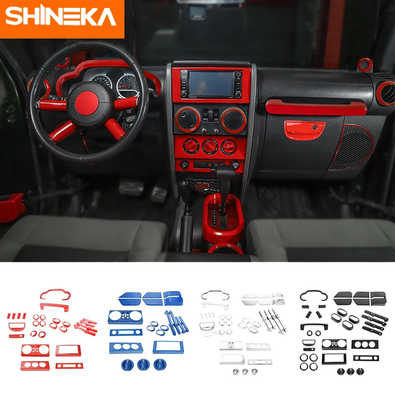 SHINEKA Car Stickers For Jeep Wrangler Car Interior Decoration Accessories For Jeep Wrangler JK 2007 2008 2009 2010 Car Styling