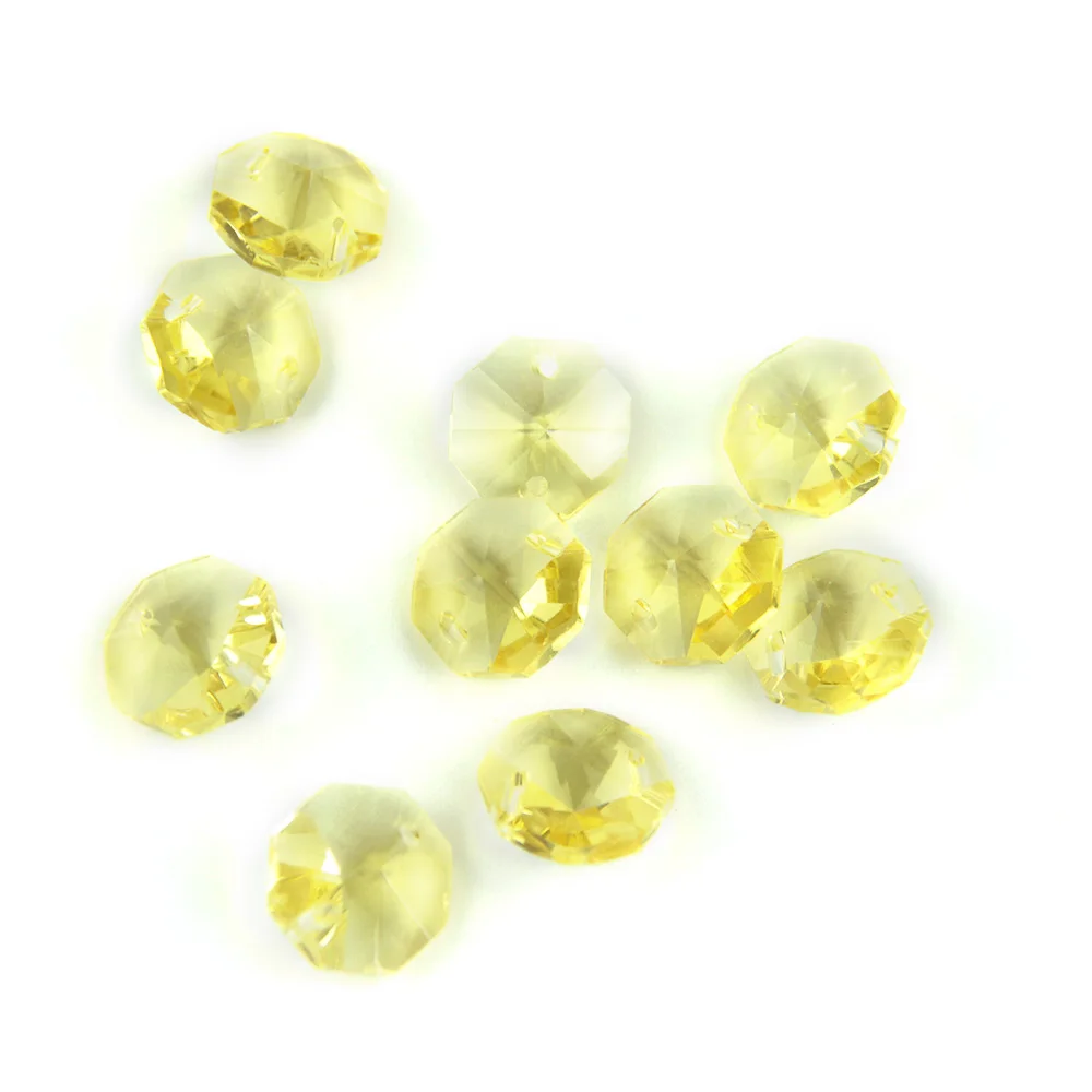 Light Yellow 14mm Octagon Beads With 1 Hole/2 Holes Crystal Lighting Lamp Parts Beads Strand Component For Home Wedding & DIY medical surgical examination high brightness led 12 holes wall hanging shadowless cold light lamp ent pet veterinary tattoos