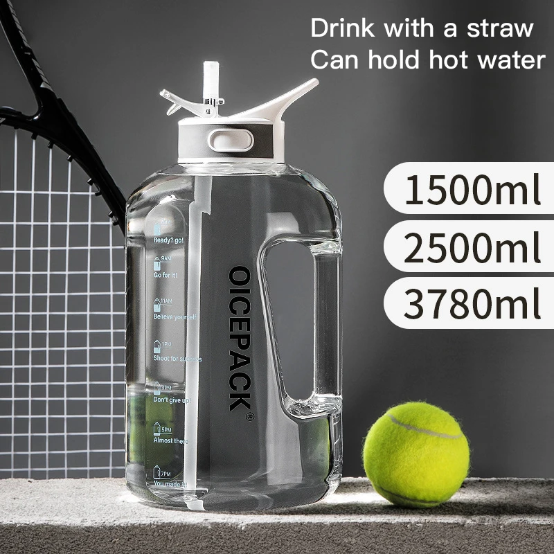 Oicepack 3.78l Water Bottle With Handle Flip Straw Sports Drinking Bottles  Outdoor Fitness Large Capacity Water Bucket Bpa Free - Water Bottles -  AliExpress