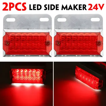 

2pcs 24V 15 LED Side Marker Lights Car External Lights Squarde Warning Tail Light Signal Lamps Auto Trailer Truck Lorry Red