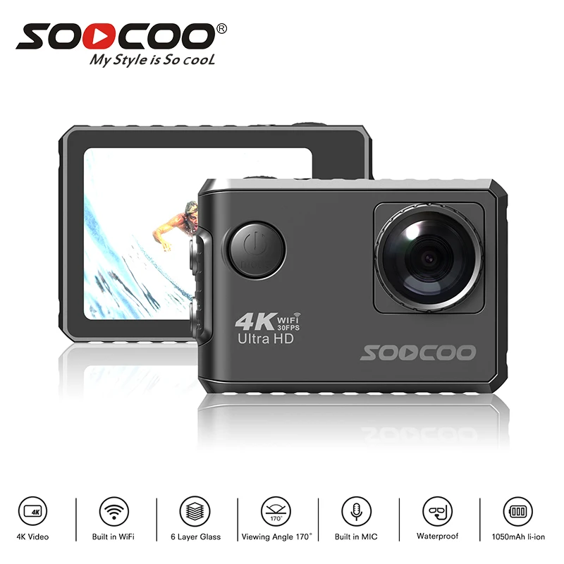 

SOOCOO F500 4K Action and Sports Camera 4K/30fps Video 16MP with Remote Control HiSilicon Series Chip 2 inch Touch Screen