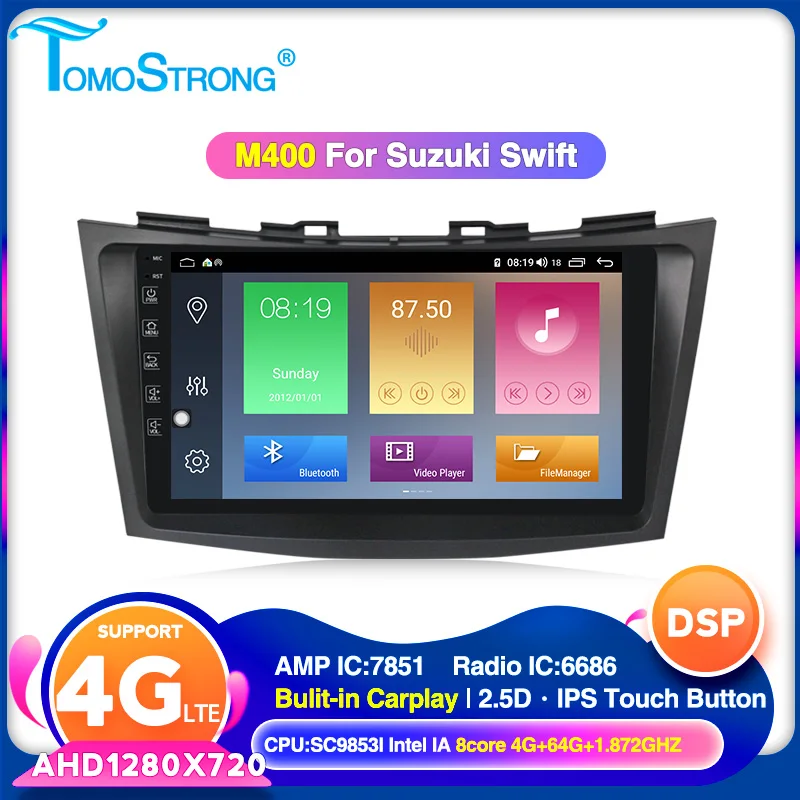 TOMOSTRONG автомобильный Радио GPS мультимедийный плеер для Suzuki swift 2011 2012 2013 2014 2015 Bluetooth