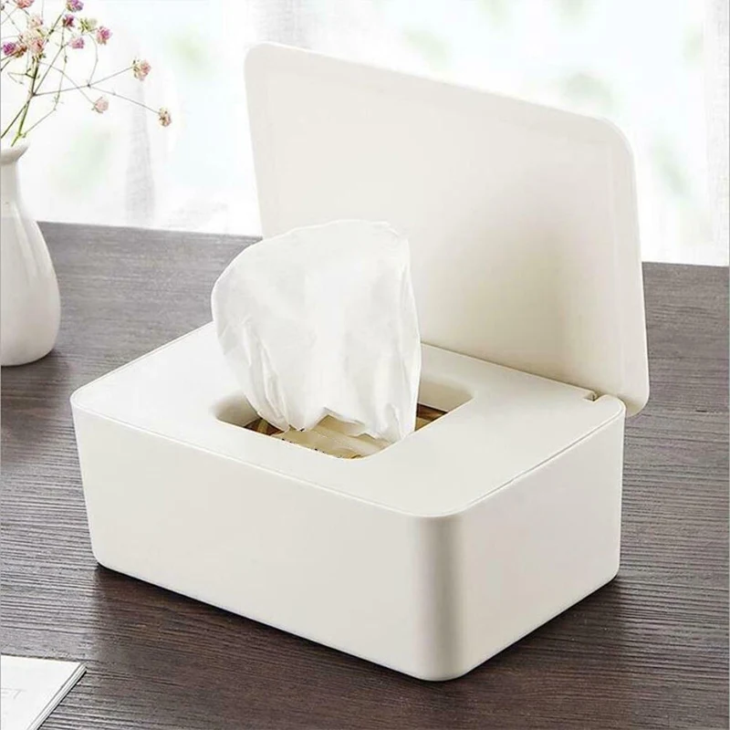 

Wet Wipes Dispenser Holder Tissue Storage Box Case with Lid Dustproof for Home Office TN88