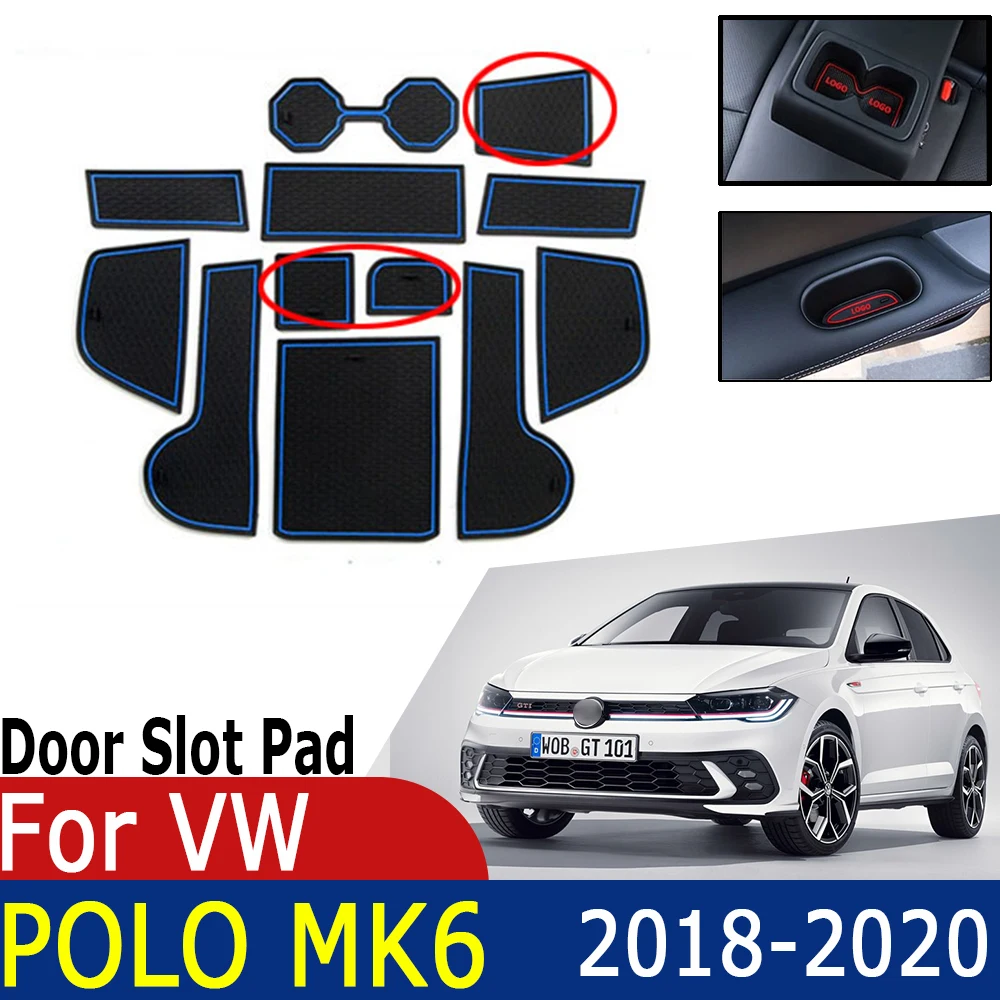 Дверной коврик с желобом для стакана VW Volkswagen аксессуары POLO MK6 AW 2020 2019 2018 резиновый