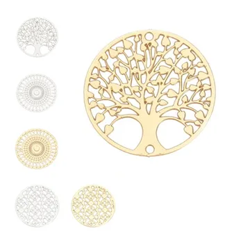 

DoreenBeads Iron/Copper Alloy Filigree Stamping Connectors Round Gold Color Tree/Flower Making Jewelry Findings 20mm Dia, 10PCs