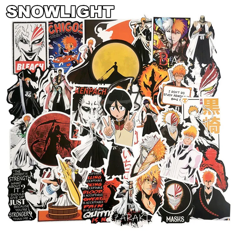 10/50pcs/pack Japanese Classic Anime Bleach Kurosaki Ichigo Pvc Waterproof Sticker For Skateboard Laptop Suitcase Toy Sticker