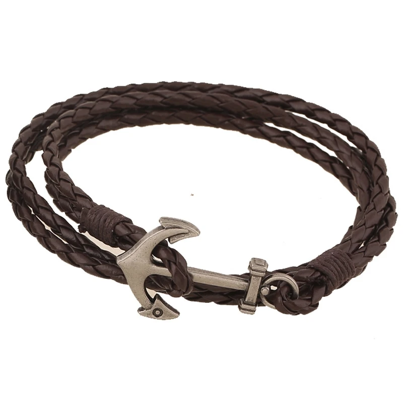 

PU Woven Multi-layer PU Alloy Anchor Couple Bracelet Men's Jewelry Charm Bracelets for Lovers Fashion Jewelry Accessories