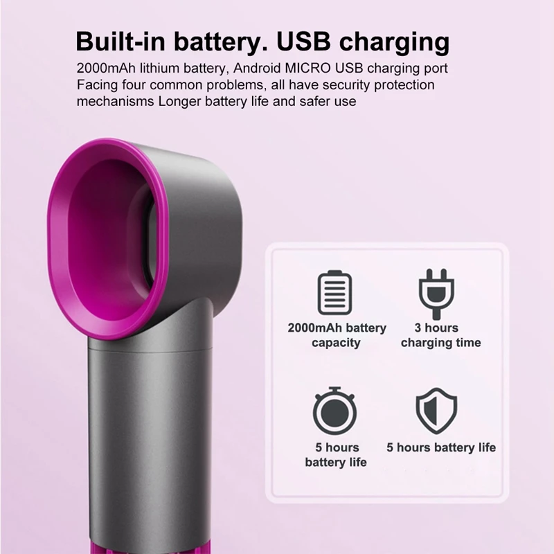 Безлопастной вентилятор портативный беспроводной ручной мини с Usb зарядкой