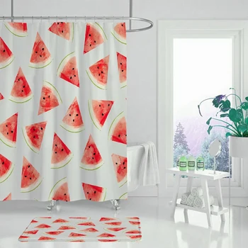 

Home decoration tropical fruit printing shower curtain simple and elegant curtains for bathroom waterproof polyester fabric show