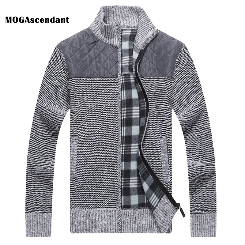 Men's Winter Knitted Fleece Sweater Coat Thick Patchwork Wool Cardigan Muscle Fit Knitted Jackets Fashion Autumn Male Clothing Men's Winter Knitted Fleece Sweater Coat Thick Patchwork Wool Cardigan Muscle Fit Knitted Jackets Fashion Autumn Male Clothing