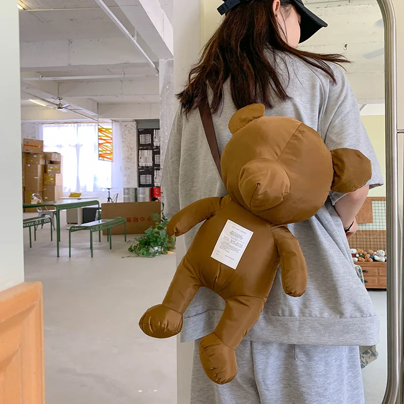 

Doll bag female 2021 new cute bear shoulder bag girl funny cartoon Japanese messenger nylon cloth bag
