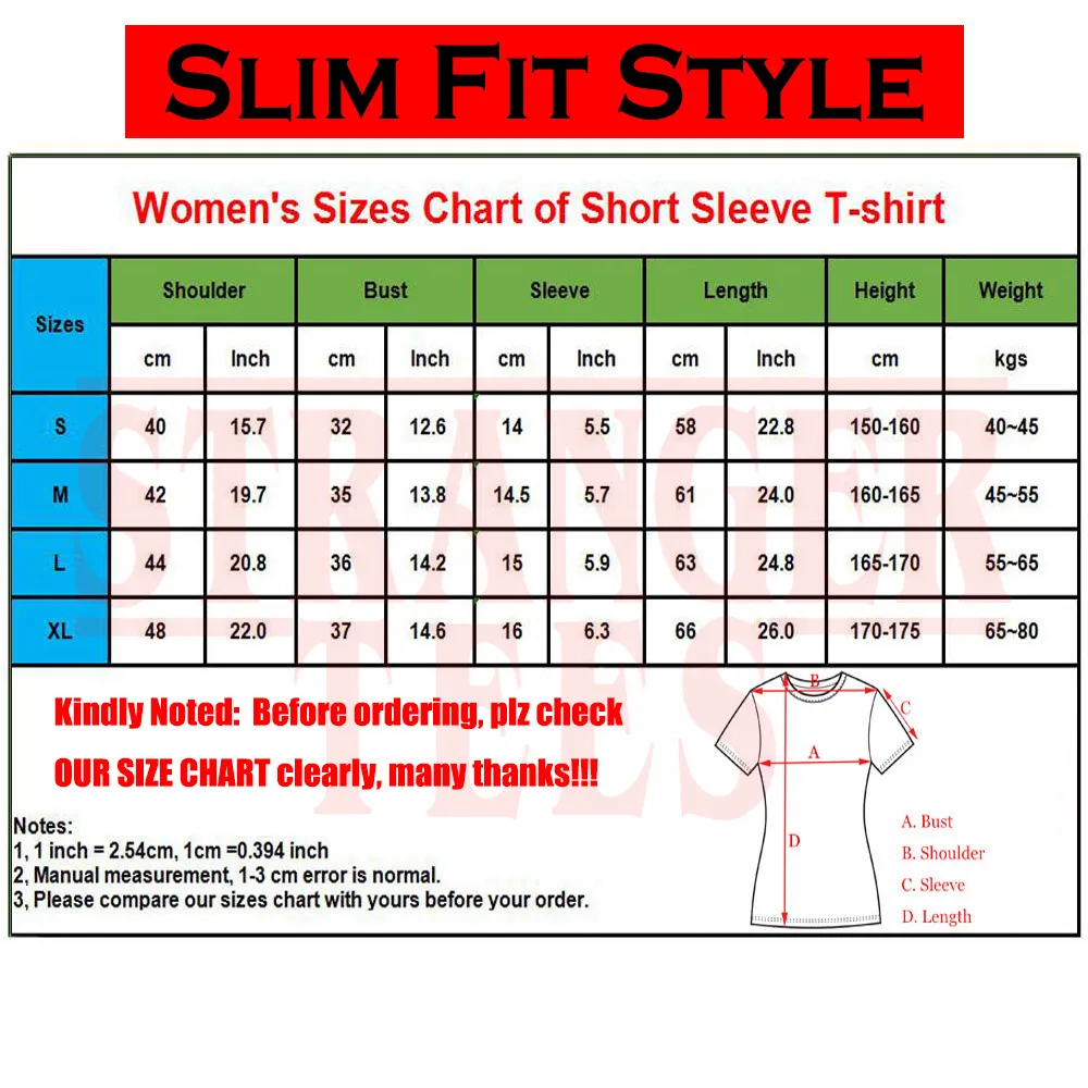 womens short sleeve sizes chart