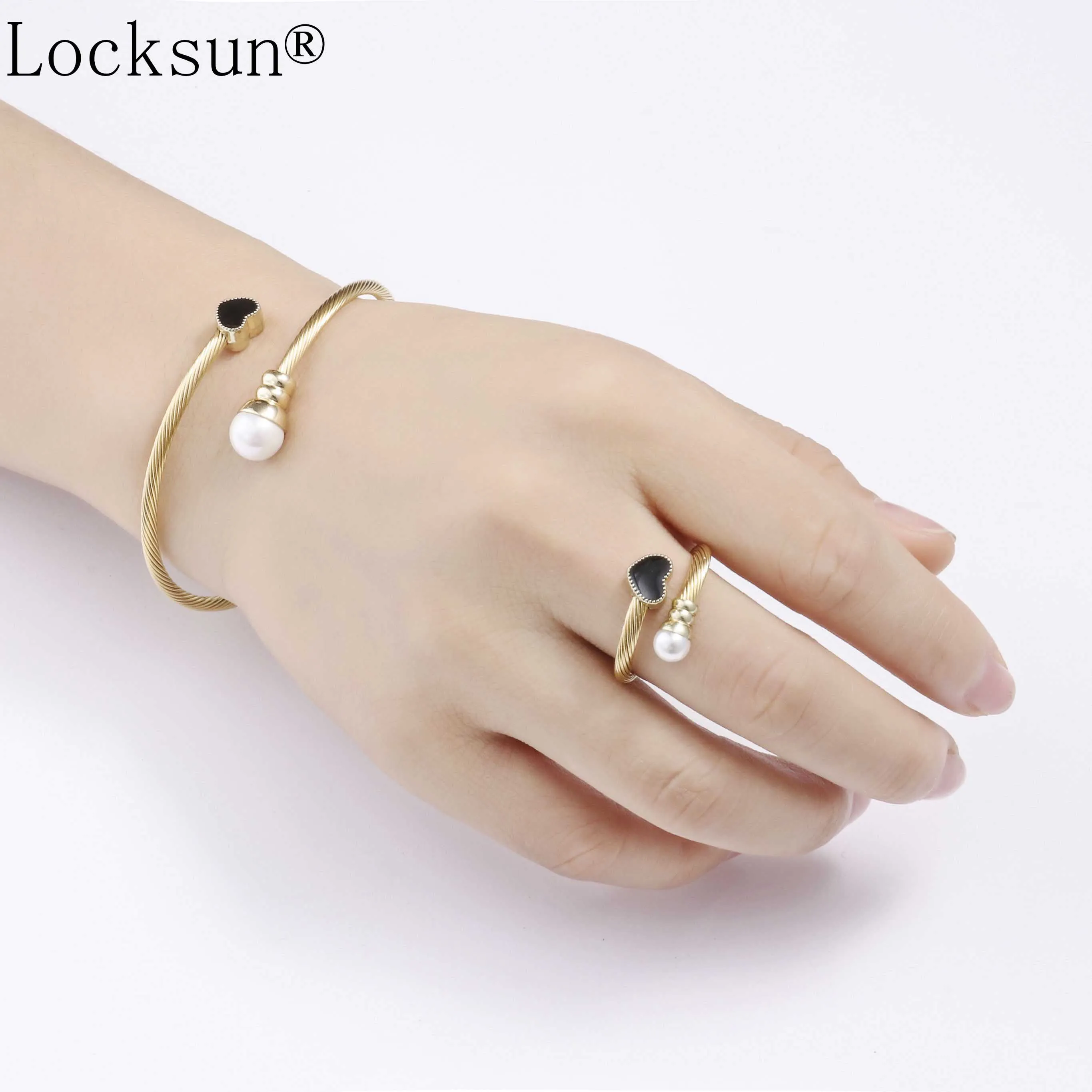 Locksun новые женские открытые кольца 585 розовое золото Тонкий жемчуг модные