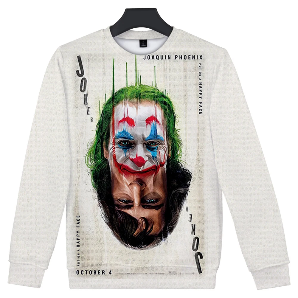 

2019 Streetwear Hoodies O-Neck Long Sleeves Harajuku joker cosplay Sweatshirt Hoody for men streetwear