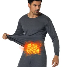 Новинка, мужское зимнее термобелье с круглым воротником, теплые плотные майки, одноцветные тонкие кальсоны, костюмы