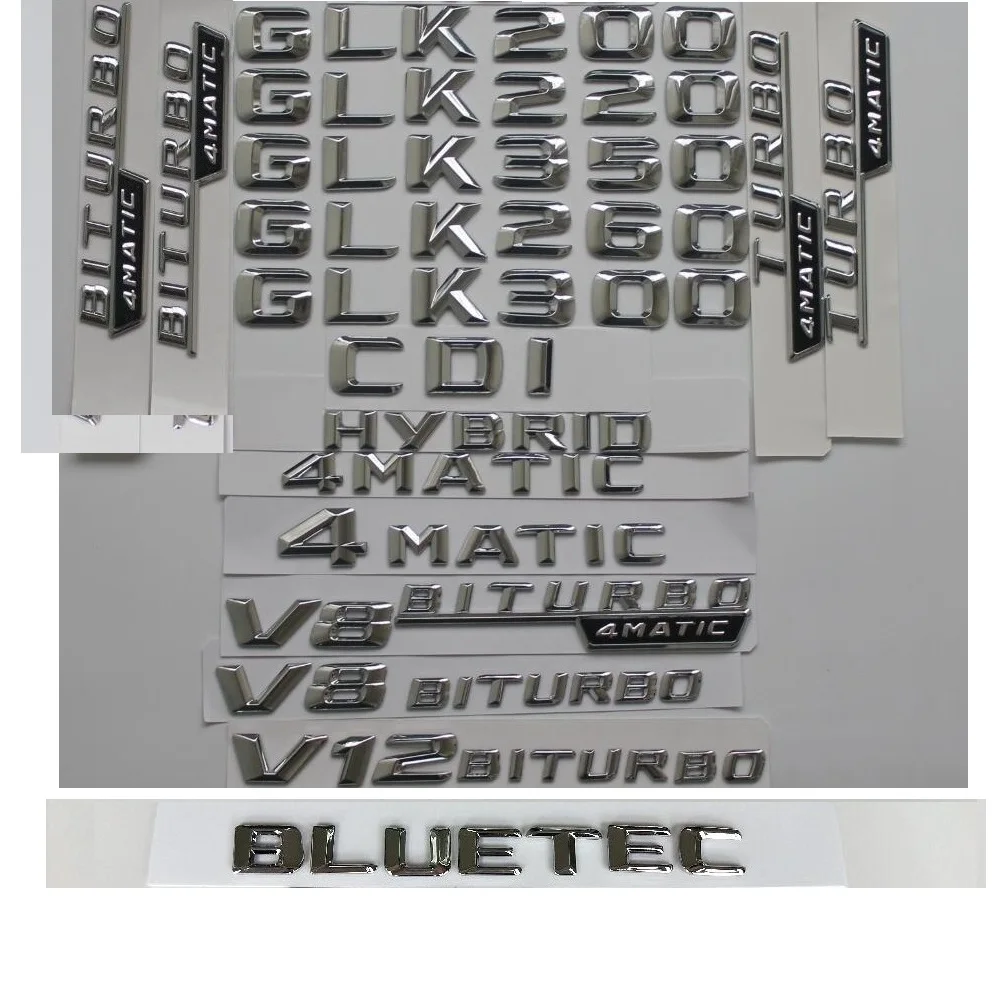 3D хромовые буквы для Mercedes Benz X204 GLK180 GLK200 GLK220 GLK250 GLK280 GLK300 GLK320 GLK350 GLK400 CDI BLUETEC эмблемы |