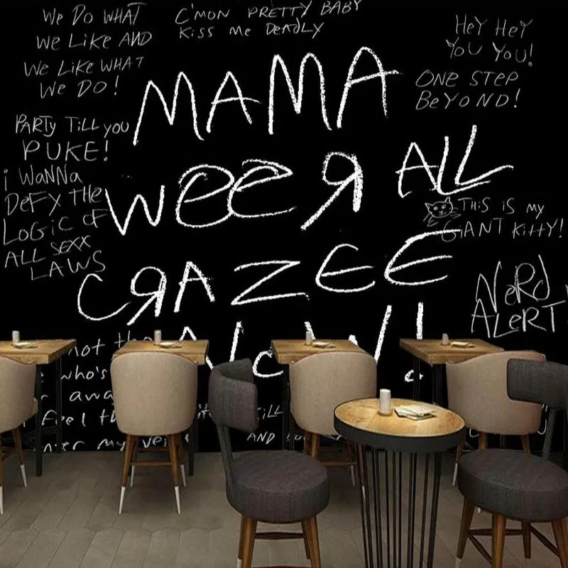 3D фотообои черные белые на английском языке Настенные обои для бара кофейни фона