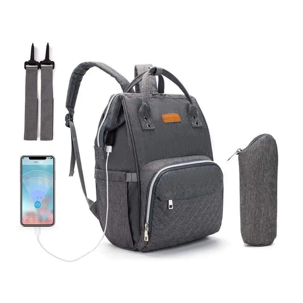 dark gray USB сумка для подгузников, сумка для мам, сумка для мам, сумка для детских колясок, водонепроницаемый рюкзак для подгузников, сумки для кормления с крючками - Цвет: dark gray