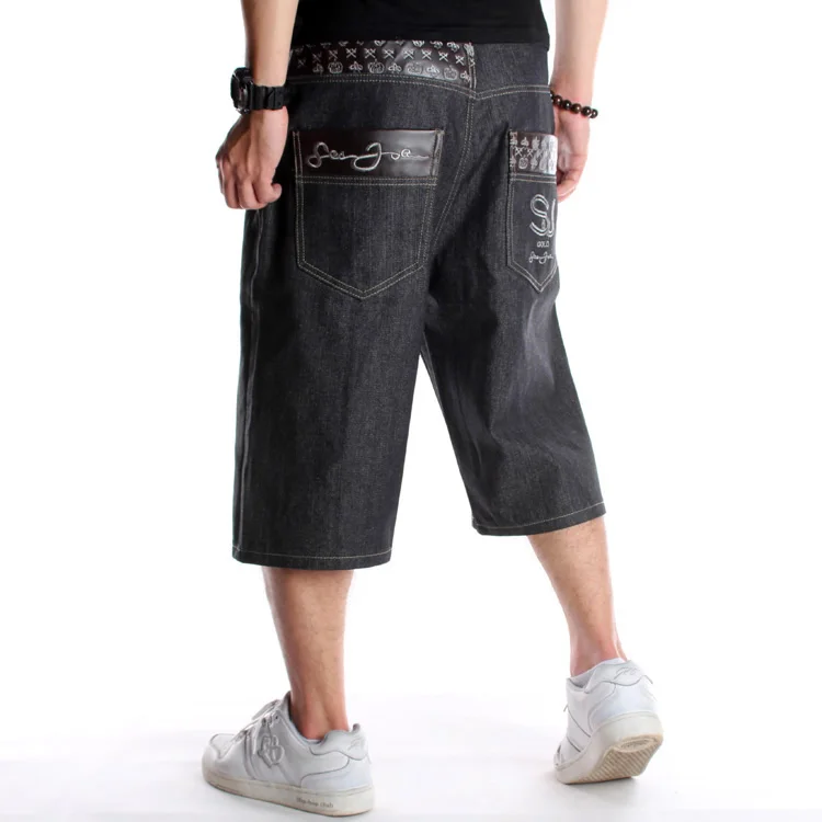 Male Skateboard Hip-hop Jeans Men's Trendy Loose Embroidered Shorts Big Size Homme Spring Summer Street Outdoor Shorts