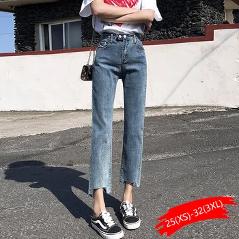 

Straight Jeans Female Nine Points Spring And Autumn 2020 New High Waist Loose Thin Net Red Nine Points Pants