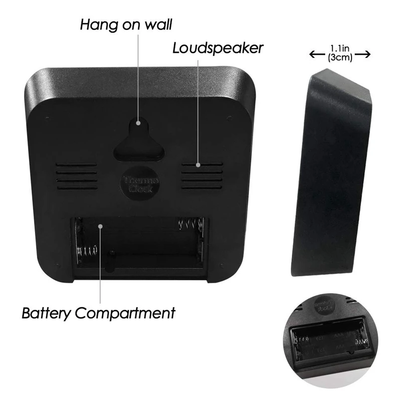 Small Alarm Clock For Bedroom,Digital Clock Lcd Desk Clock Girls Kids Alarm Clock Battery Operated Weather/Temperature/Humidit