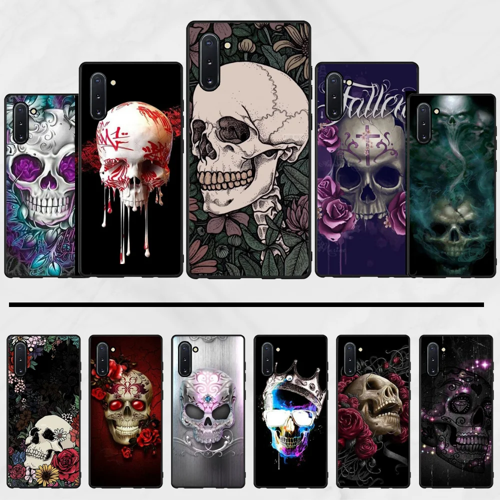 

Art skull TPU Soft Silicone Phone Case Cover For Samsung note 7 8 9 10 pro