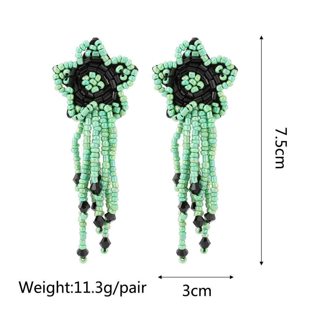 Ztech New Green Series Set Earrings Designer Jewelry Crystal Tassel Za Accessories Handmake Statement Bijoux Pendientes Brincos
